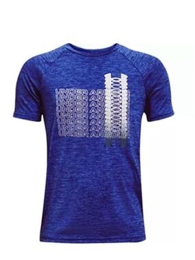Under Armour HeatGear Tee - Boys YXL, Blue, White Logo - Performance Shirt